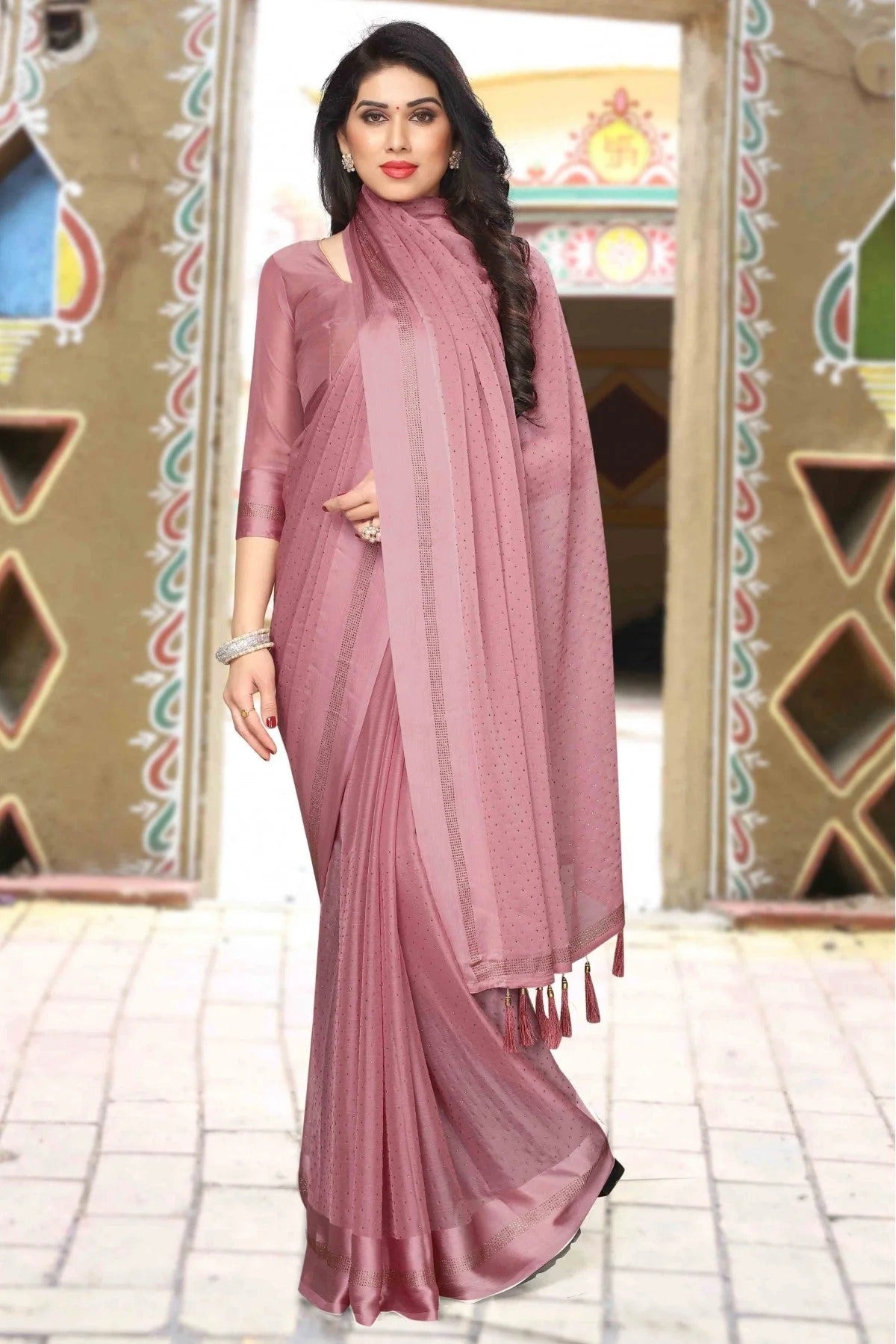 Wine Satin Designer Saree NCSD11210692