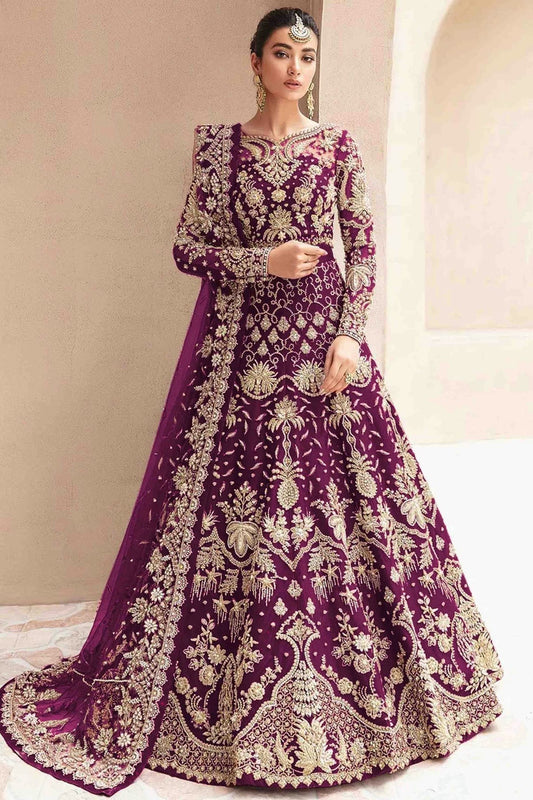 Wine Semi Stitched Butterfly Net Anarkali Suit NCSM11410315