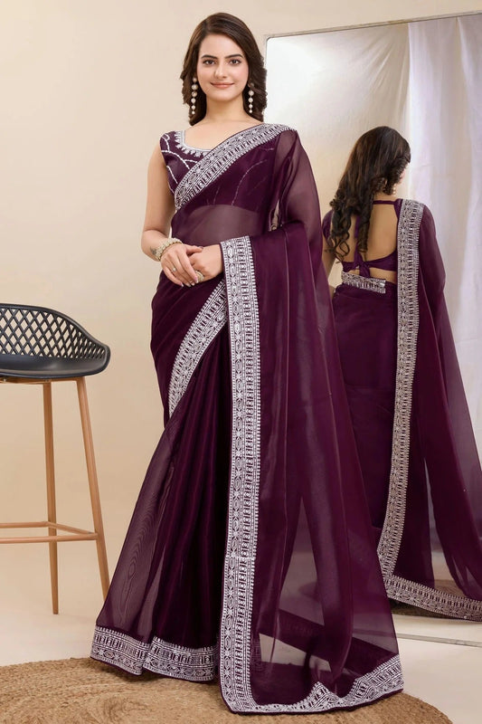 Wine Silk Saree NCSD11112494
