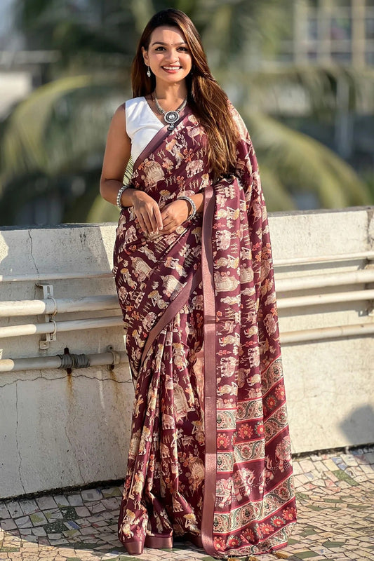 Wine Tussar Silk Traditional Saree NCSD11111652
