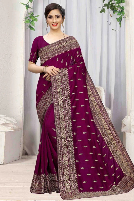 Wine Vichitra Silk Designer Saree NCSD10910509