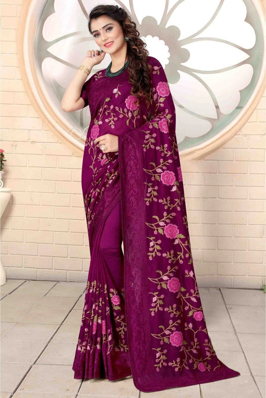 Wine Vichitra Silk Designer Saree NCSD11210762
