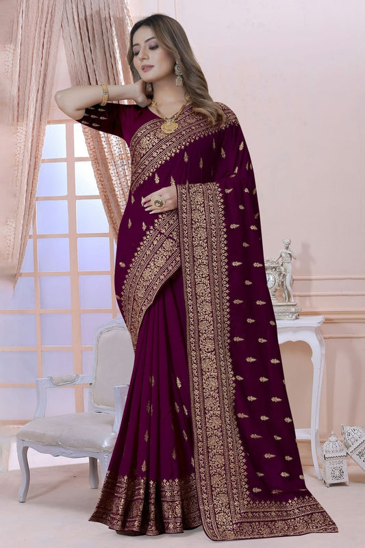 Wine Vichitra Silk Saree NCSD10910325