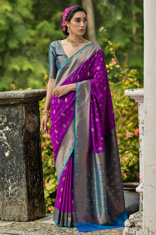 Wine Woven Banarasi Silk Saree NCSD12610168