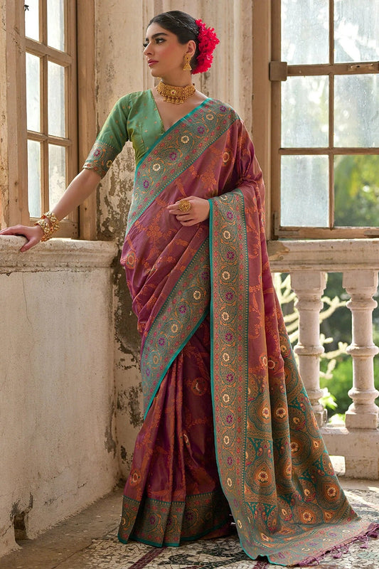 Wine Woven Banarasi Silk Saree NCSD12610180