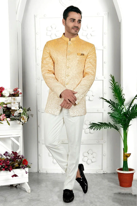 Yellow Art Silk Jodhpuri Jacket  NCJP12310264