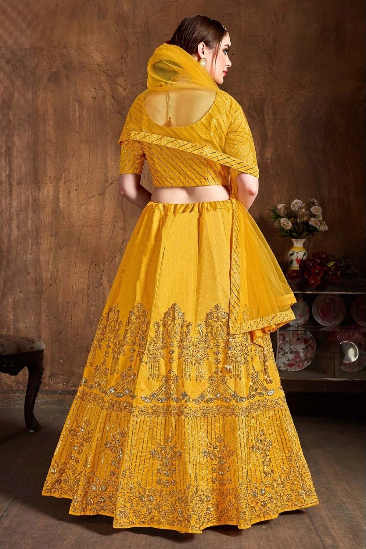 Yellow Art Silk Lehenga Choli NCLC10110312