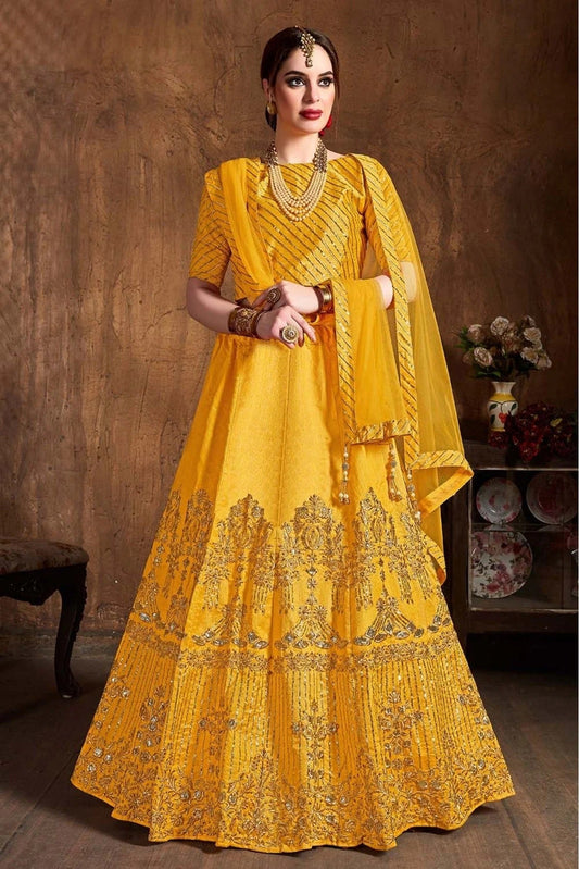 Yellow Art Silk Lehenga Choli NCLC10110312