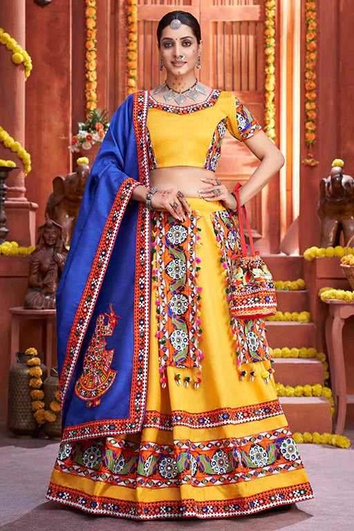 Yellow Art Silk Navratri Lehenga Choli NCLC12410123