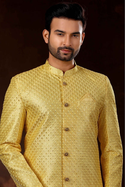 Yellow Art Silk Sherwani NCSH10410461