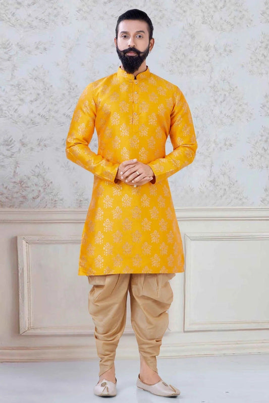 Yellow Banarasi Festival Wear Dhoti Kurta  NCKP11310150