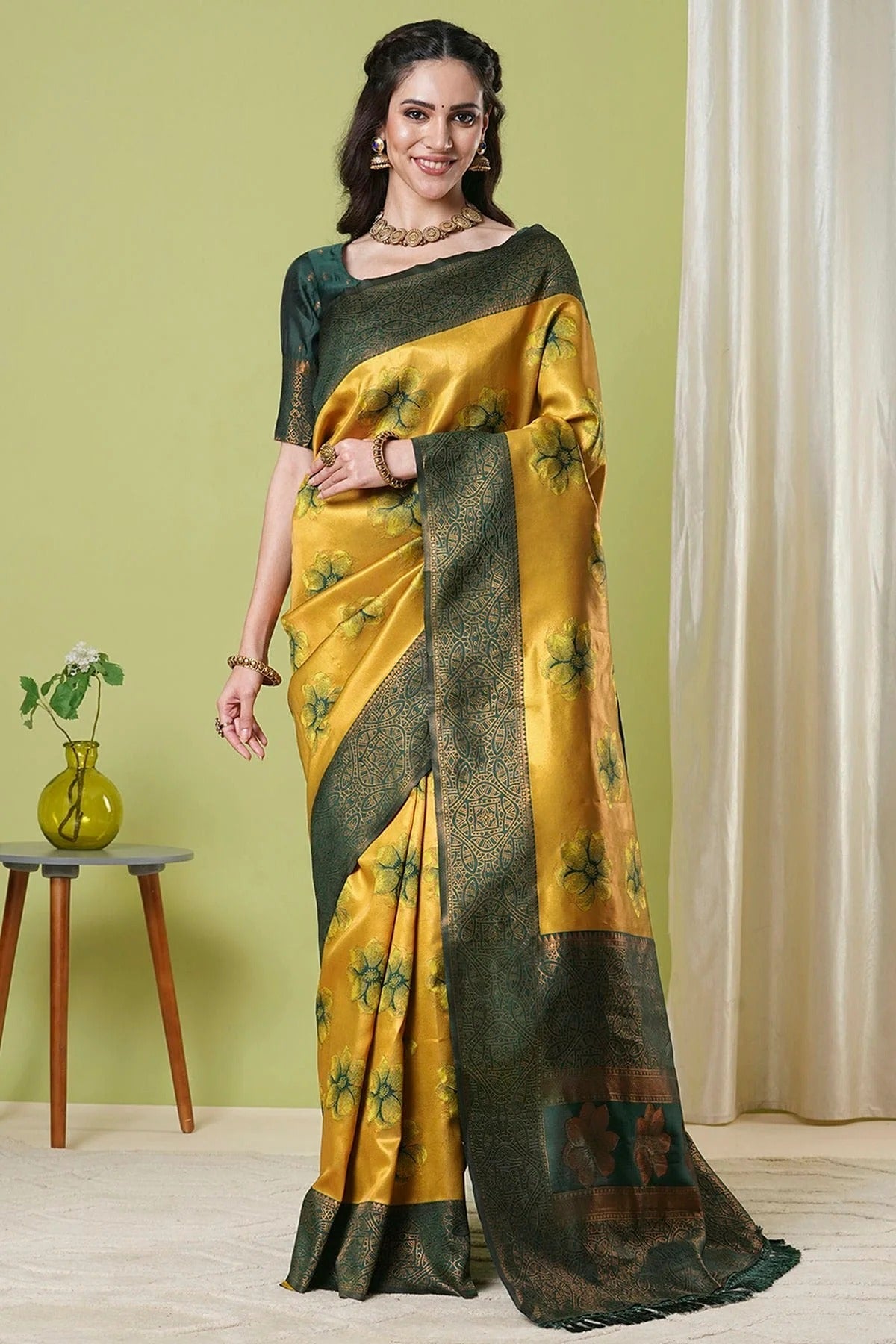 Yellow Banarasi Silk Traditional Saree NCSD11111152
