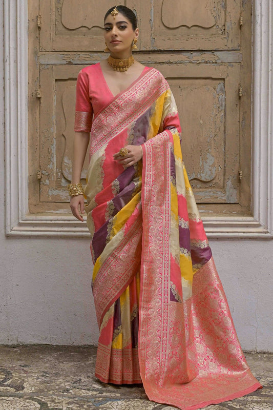 Yellow Banarasi Silk Traditional Saree NCSD12610142