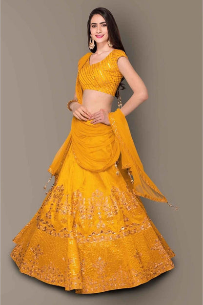 Yellow Banglory Silk Lehenga Choli NCLC10110280