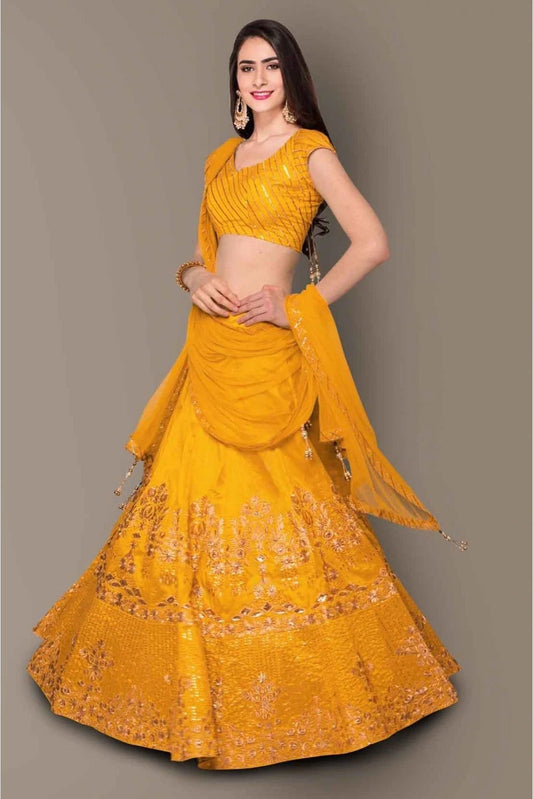 Yellow Banglory Silk Lehenga Choli NCLC10110280