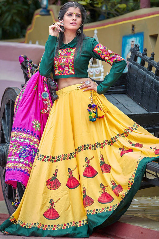 Yellow Cotton Embroidery Lehenga Choli NCLC11510127