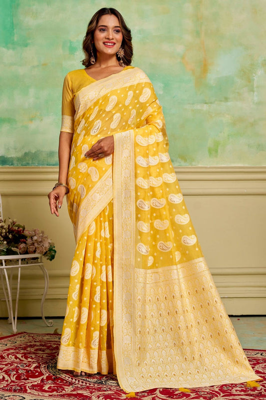 Yellow Cotton Traditional Saree NCSD11111663