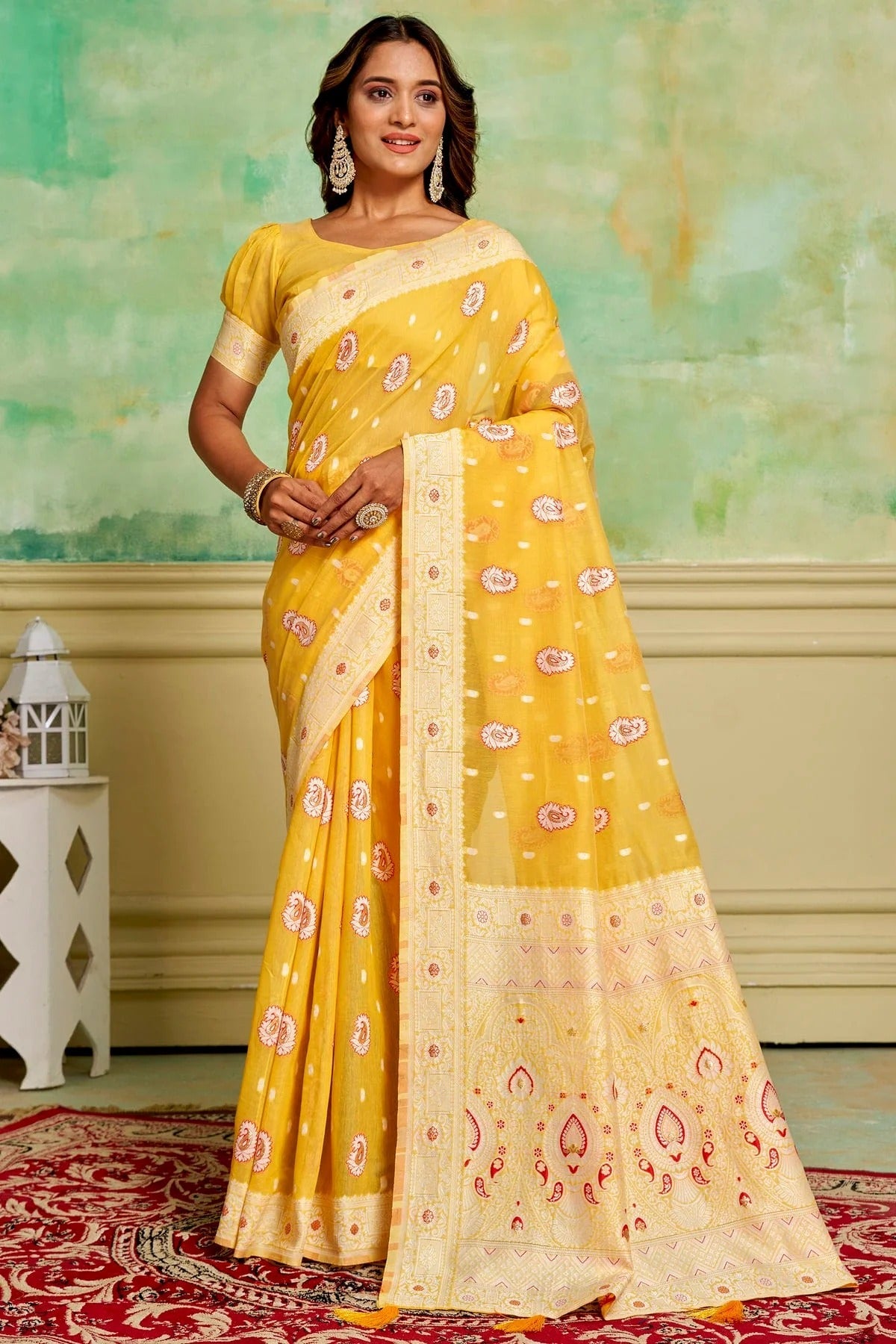 Yellow Cotton Traditional Saree NCSD11111667