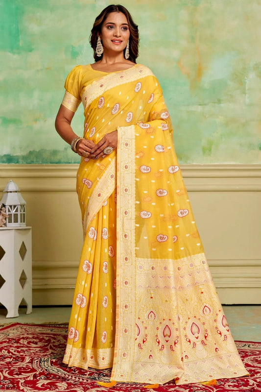 Yellow Cotton Traditional Saree NCSD11111667