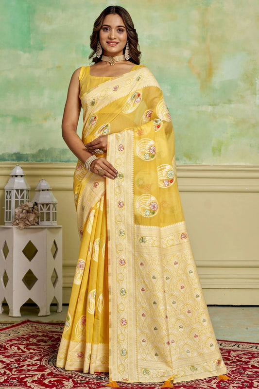 Yellow Cotton Traditional Saree NCSD11111691