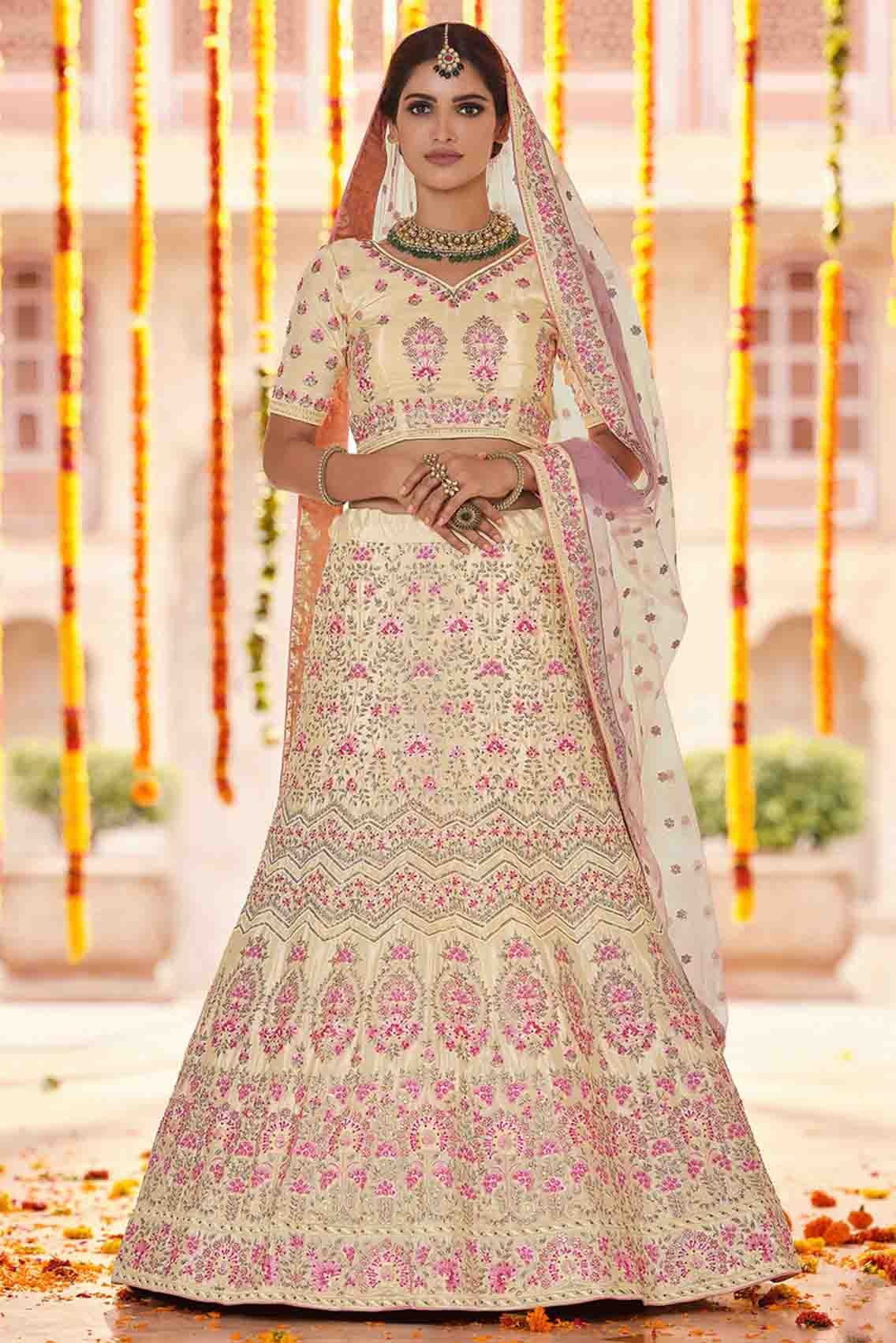 Yellow Crepe Thread Lehenga Choli NCLC10810483
