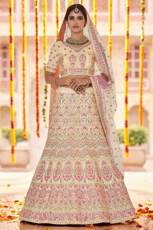 Yellow Crepe Thread Lehenga Choli NCLC10810483