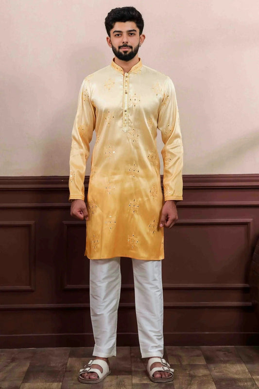 Yellow Embroidery Art Silk Kurta Pajama NCKP11110568