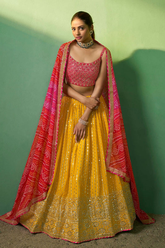 Yellow Embroidery Georgette Lehenga Choli NCLD10810264