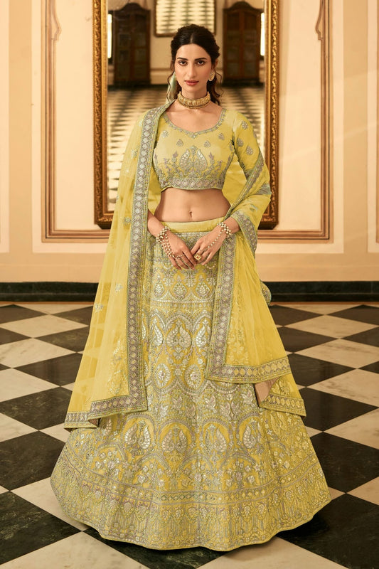 Yellow Embroidery Organza Lehenga Choli NCLD10810245