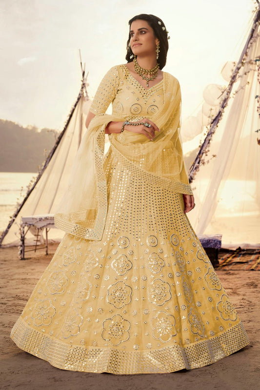 Yellow Embroidery Organza Lehenga Choli NCLD10810335
