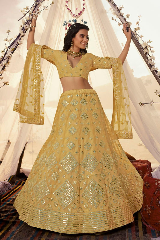 Yellow Embroidery Organza Lehenga Choli NCLD10810342