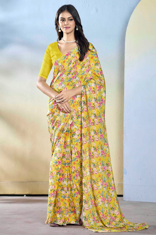 Yellow Georgette Ready To Wear Saree NCSD11111806