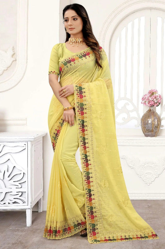 Yellow Georgette Saree NCSD10910302