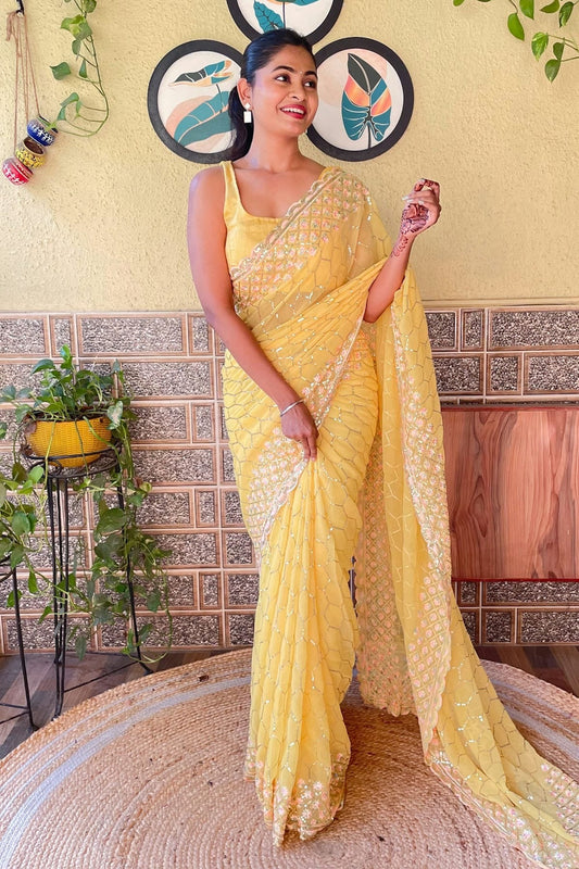 Yellow Georgette Saree NCSD11112518