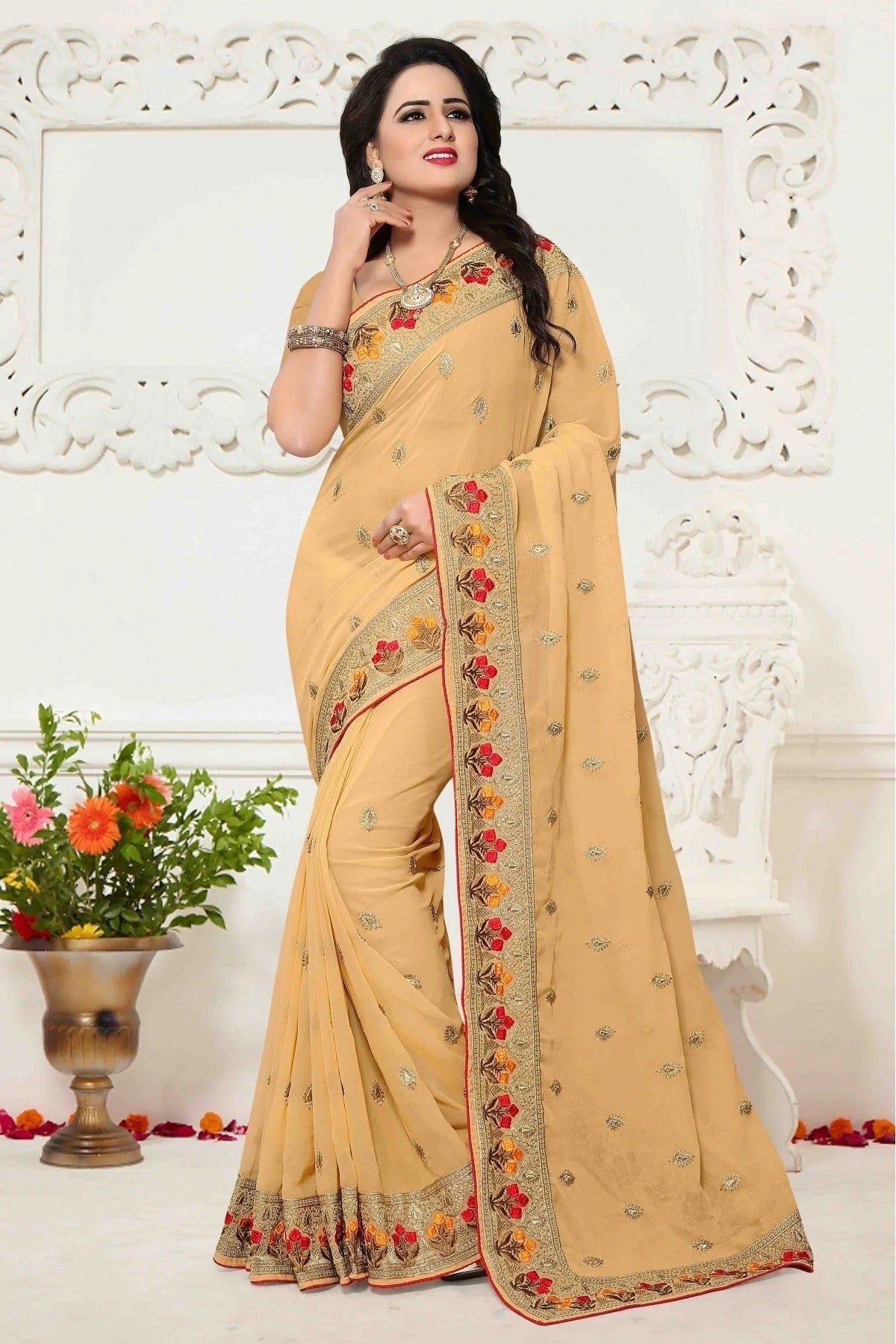 Yellow Georgette Saree NCSD11210593
