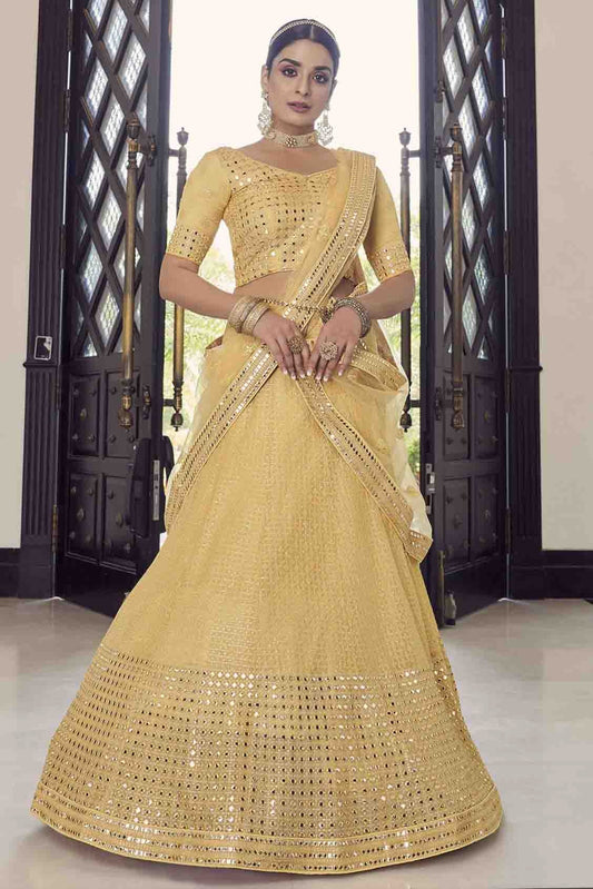 Yellow Georgette Sequins Lehenga Choli NCLC10810493