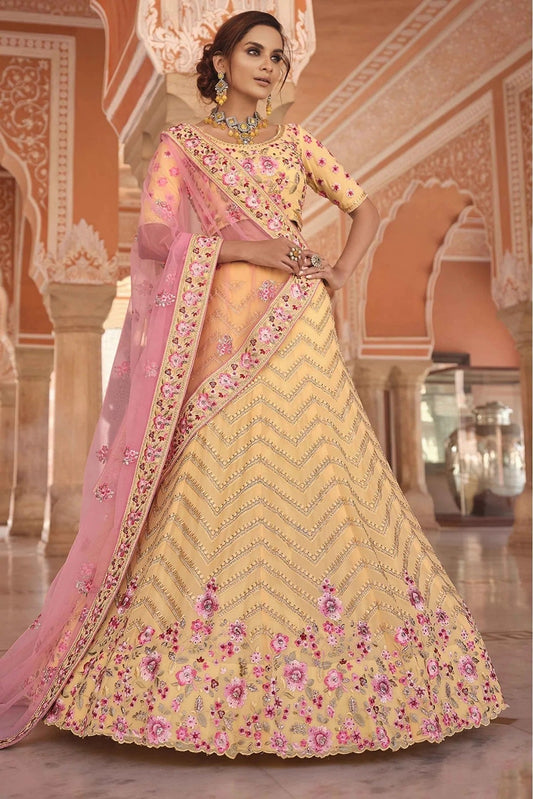 Yellow Georgette Thread Lehenga Choli NCLC10810479