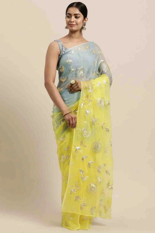 Yellow Gota Patti Organza Designer Saree NCSD11110583
