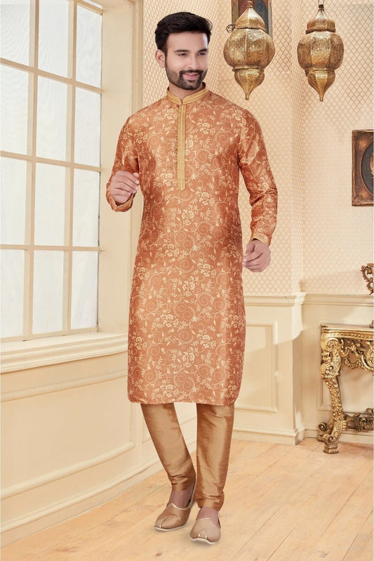 Yellow Kurta Pajama In Silk NCKP10410651
