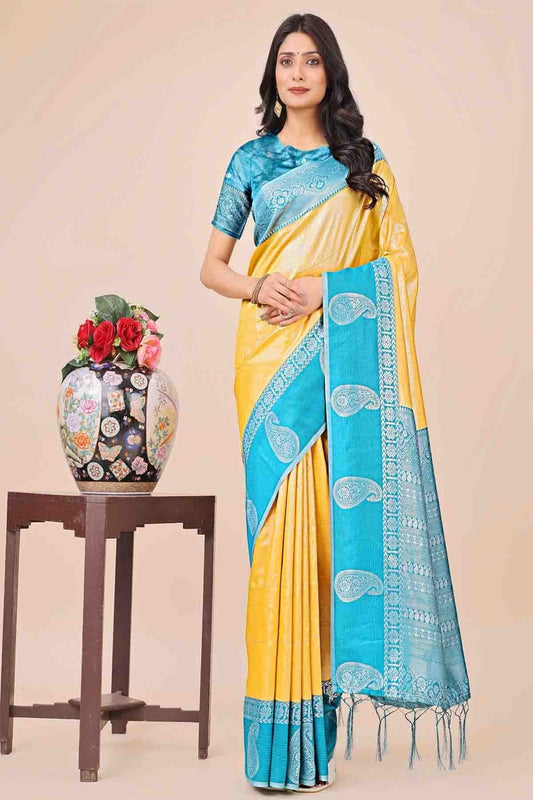 Yellow Lichi Silk Woven Traditional Sarees  NCSD11110270