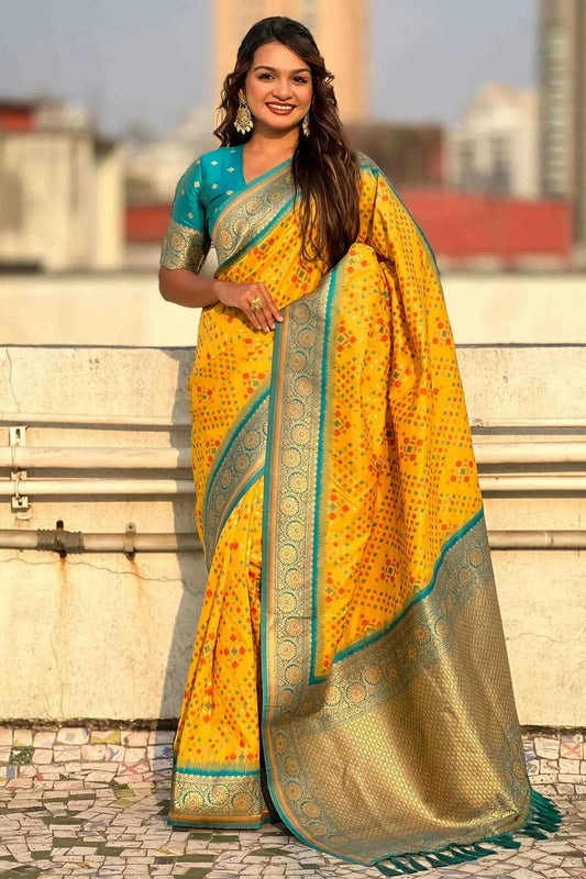 Yellow Meenakari Patola Silk Traditional Sarees  NCSD11110599