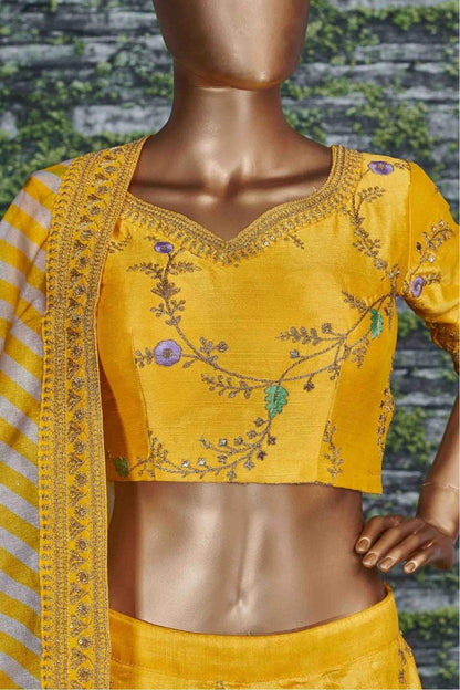 Yellow Mulberry Silk Lehenga Choli NCLC10110291