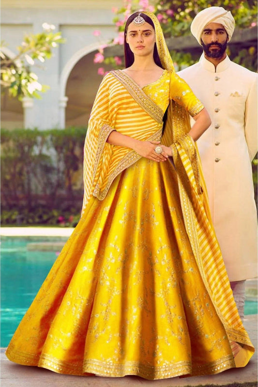 Yellow Mulberry Silk Lehenga Choli NCLC10110291