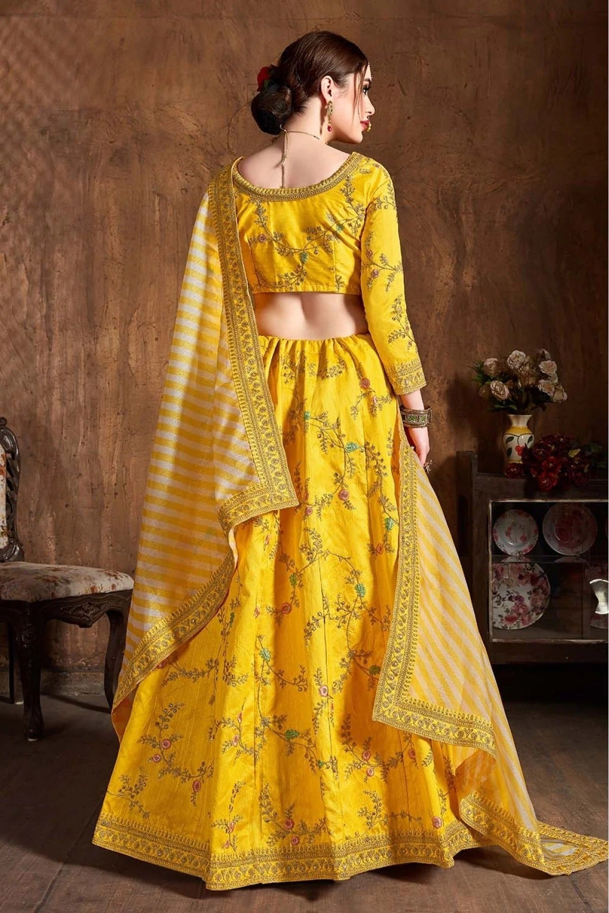 Yellow Mulberry Silk Lehenga Choli NCLC10110308