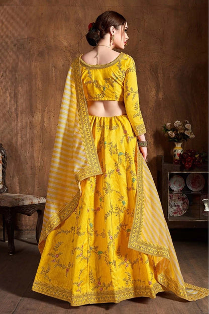 Yellow Mulberry Silk Lehenga Choli NCLC10110308