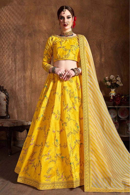 Yellow Mulberry Silk Lehenga Choli NCLC10110308