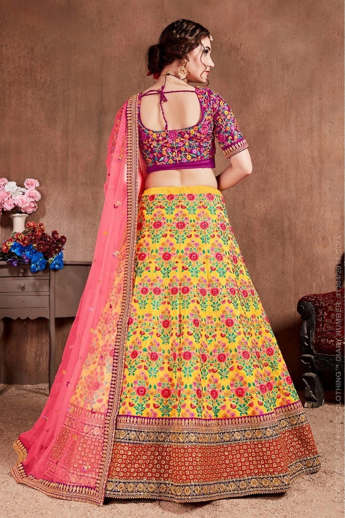 Yellow Mulberry Silk Lehenga Choli NCLC10110324