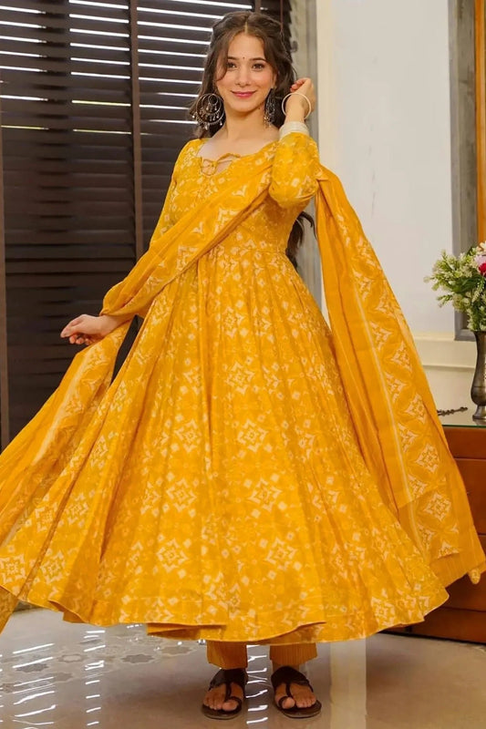 Yellow Muslin Stitched Salwar Suit NCSS11111978