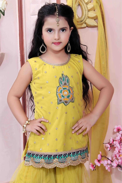 Yellow Net Party Wear Sharara Suit NCGW10710771