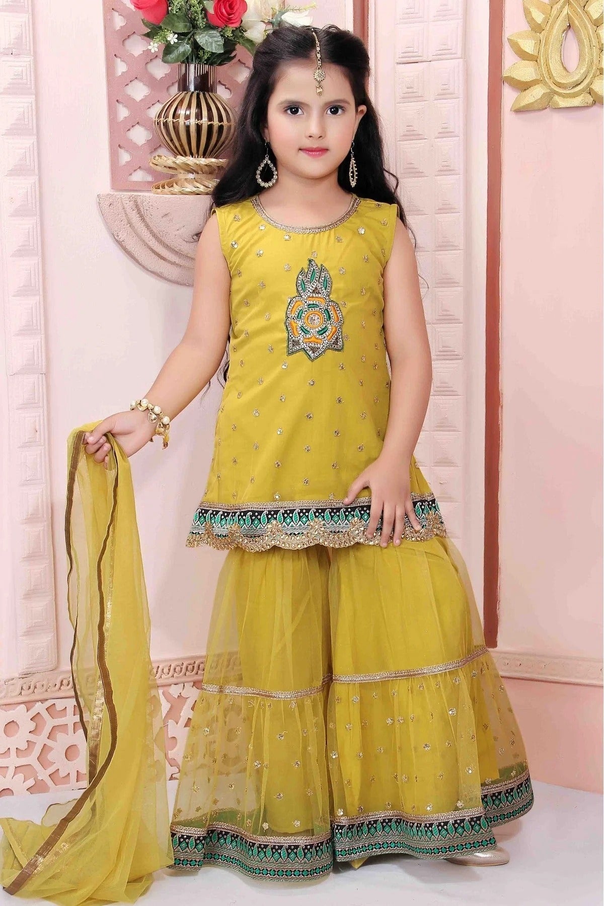 Yellow Net Party Wear Sharara Suit NCGW10710771